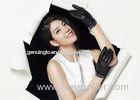 Women Crystal Flower Pattern Cuff Fashion Leather Gloves With Short Style