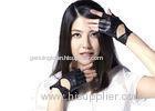 Sheep Leather Womens Fingerless Leather Driving Gloves With Black Color Bowknot