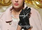 Super Short Women Touch Screen Leather Gloves With Fashion Button Cuff