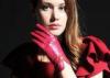 Fashion Women Red Short Touch Screen Leather Gloves With Metal Flower Cuff