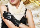 Embroider Cuff Mix Color Women's Leather Gloves Black or Red with Microsofe Pile / Viscose Lining