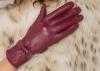 Basic Fashion Multi Color Custom Girls Leather Gloves with Nice Bow Wine Red / Black / Brown