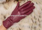 Basic Fashion Multi Color Custom Girls Leather Gloves with Nice Bow Wine Red / Black / Brown