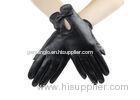 Black Women / Ladies Leather Driving Gloves With Bowknot Cuff Fashion Style