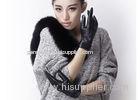 Embroider Folding Cuff Ladies Black Leather Gloves With Sheep leather Short Fashion Style