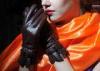 Frilling Cuff Women Short Genuine Leather Gloves With Buckle Belt Elastic Wrist