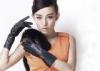 Mid Length Ladies' Sheep Leather Gloves / Black Leather Gloves for Women Soft and Warm