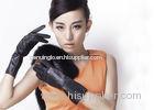 Mid Length Ladies' Sheep Leather Gloves / Black Leather Gloves for Women Soft and Warm