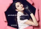 Women Motorbike Driving Leather Gloves / Ladies Touch Screen Gloves with Leather Bowknot Cuff