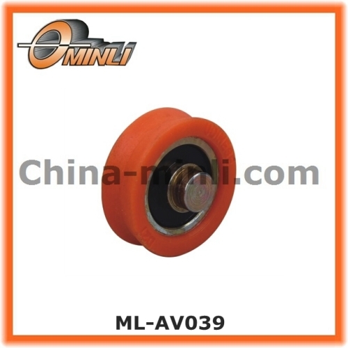 Window roller pulley with shaft treatment