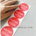 Custom Dia Red circles Tamper proof seal labe Sticker.Custom Private Design Destructible Vinyl Tamper Evident Labels.