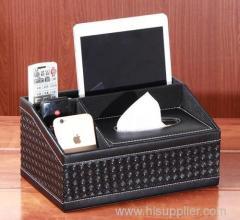 European stype PU leather Storage Box/Creative Multi-fonction Desktop Tissue Box