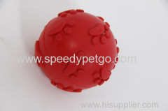 Red Ball Rubber Pet Toy with the paw print