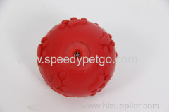 Red Ball Rubber Pet Toy with the paw print