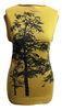 yellow long womens knit sweater dress in cotton wool for autumn with black tree printed