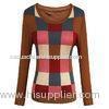 colorful checked womens knit sweaters in wool blended for spring wear