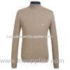 Kaki High Collar Mens Knitted Sweaters With 1/4 Zip On The Neck