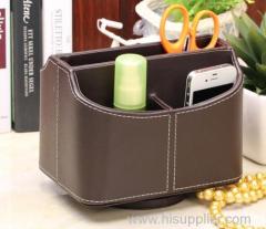 Creative Tabby leather Storage Box/Rotatable desktop Storage Box
