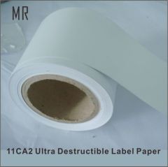 Destructible label paper self adhesive material