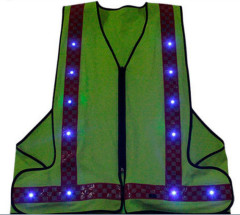 Fluorescent Reflective Built-in Flashing LED Light Cycling Vest