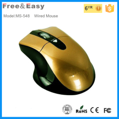 3D optical Yellow Color USB cable mouse