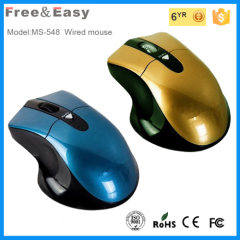 3D optical Yellow Color USB cable mouse