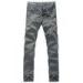 Mens Grey Cotton Twill Casual Long Chino Pants Garment Dyeing