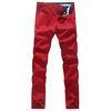 Red Cotton Summer Mens Casual Pants Eco Friendly Long trousers
