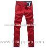 Red Cotton Summer Mens Casual Pants Eco Friendly Long trousers