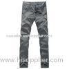 Mens Grey Cotton Twill Casual Long Chino Pants Garment Dyeing