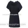Knee length Girls Jersey Dress Chiffon Round Neck Womens Black Dresses