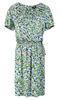 Spring Viscose Woven printed Long Ladies Casual Dresses with cotton lurex belt