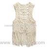 Lady's Vest / Casual Ladies Clothing White Cotton Strap Embroidery