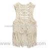 Lady's Vest / Casual Ladies Clothing White Cotton Strap Embroidery