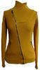 Yellow High Collar Cotton Womens Knit Sweaters Short Jacket For Autumn