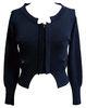 Black Womns Four Zip Pocket Short Knit Sweaters Jacket With Cotton Wool Blended