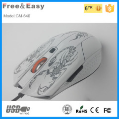 White 6D usb optical mouse for office work or gaming