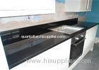 Mid Black Engineered Stone Kitchen Countertops / Solid Surface Quartz Stone Benchtops