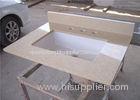 Polished Beige Engineered Quartz Bathroom Vanity Tops with Artificial Quartz Rocks