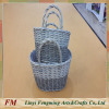 western style natural grey color wicker planter square willow flower basket with small handle