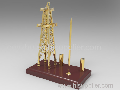 Diecast Oil Rig Model with Pen Holder