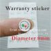 Small Round Diameter 9.0mm on the electronics Destructible Self-Adhesive crumblin warranty sticker.warranty screw labels