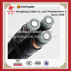 Three cores 6.35/11kV Aluminium conductor XLPE insulation PE sheath without armour Medium voltage cable