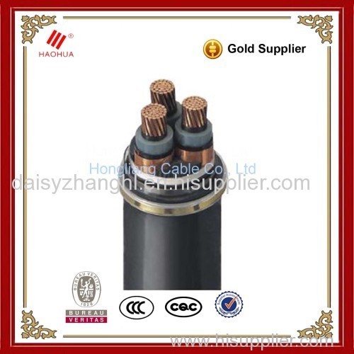 Three cores 6.35/11kV Copper conductor XLPE insulation PE sheath without armour Medium voltage cable