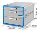 Blue A4 Fire Proof Office File Cabinet Three Drawer For Desktop Organizer