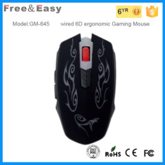 High quality 1600dpi black 6D mouse gaming