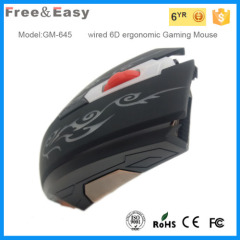 High quality 1600dpi black 6D mouse gaming