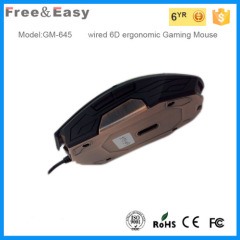 High quality 1600dpi black 6D mouse gaming