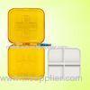 PP Portable Square Yellow Daily Pill Box Removable Interlayer For Home