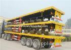 Yellow Color 3 Axle Flatbed Container Trailer with Common Mechanical Suspension